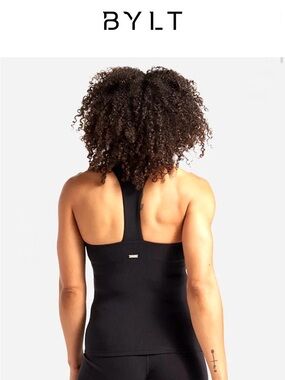 BYLT Basics Black Ribbed Racerback Tank Top AND workout Tee.  Both in 🖤XS